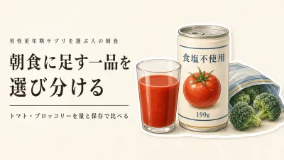 食塩不使用トマトジュースと冷凍ブロッコリーの人気商品を比較｜朝食の一品を原材料・量・保存で選ぶ